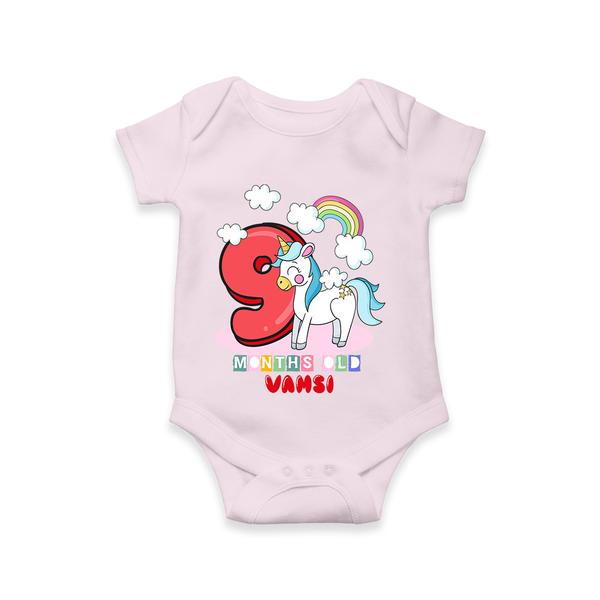 Celebrate The Ninth Month Birthday Customised  Romper - BABY PINK - 0 - 3 Months Old (Chest 16")