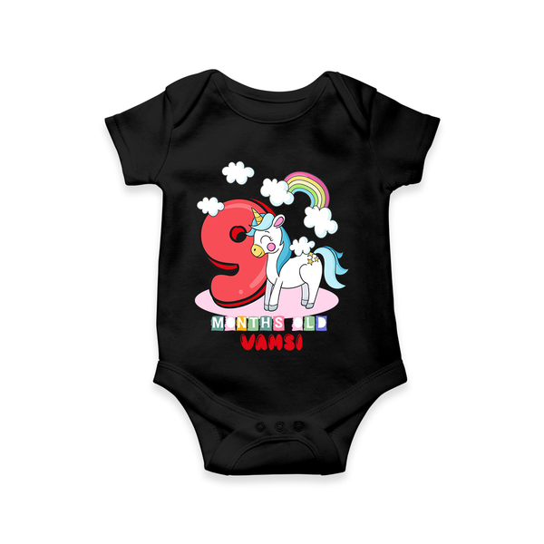 Celebrate The Ninth Month Birthday Customised Romper - BLACK - 0 - 3 Months Old (Chest 16")