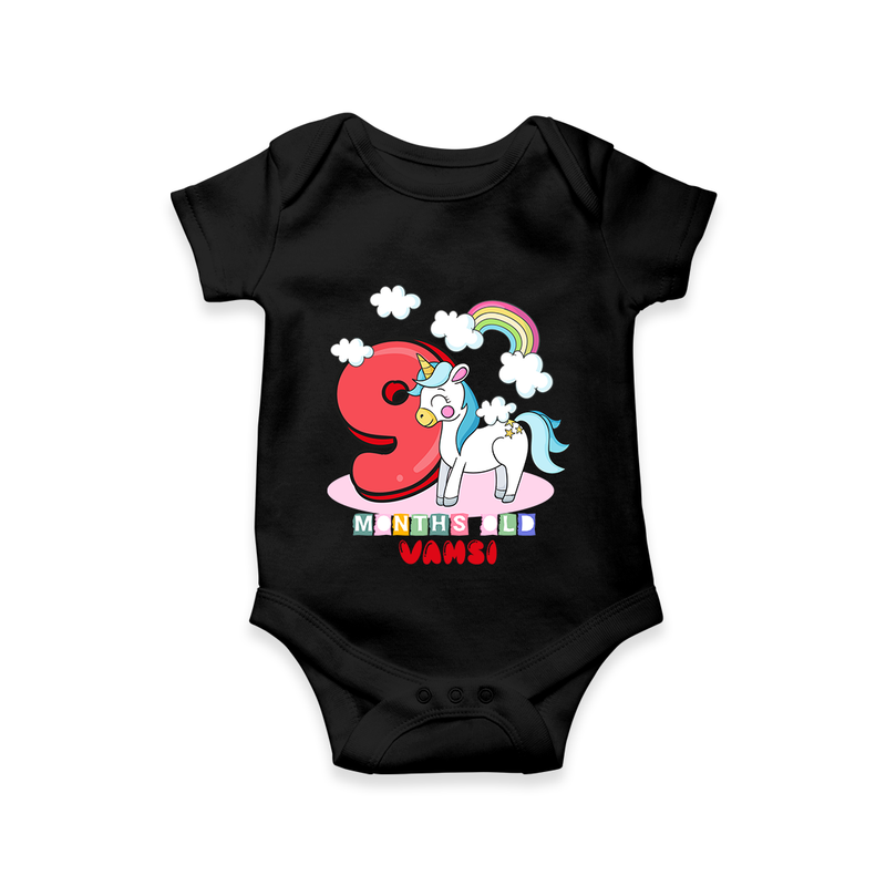 Make Your BabyÕs 9th Month Extra Special With Our Customized Baby Romper - BLACK - 0 - 3 Months Old (Chest 16")