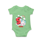 Celebrate The Ninth Month Birthday Customised Romper - GREEN - 0 - 3 Months Old (Chest 16")