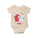 Custom Baby Romper/Onesie for 9 Month Milestone | Soft Cotton Bodysuit | Personalized Name Print - IVORY - New Born (Chest 14")