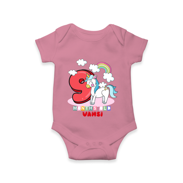 Custom Baby Romper/Onesie for 9 Month Milestone | Soft Cotton Bodysuit | Personalized Name Print - ONION - New Born (Chest 14")