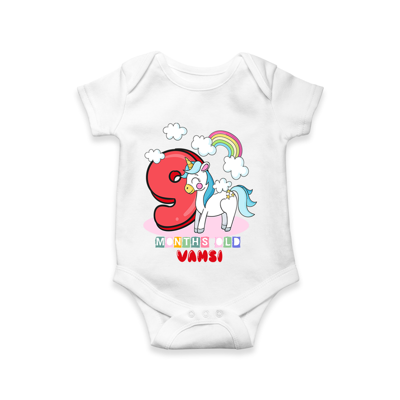 Celebrate The Ninth Month Birthday Customised Romper - WHITE - 0 - 3 Months Old (Chest 16")