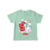 Custom Baby T-Shirt for 9 Month Milestone | Soft Cotton T-Shirt | Personalized Name Print - MINT GREEN - 0-5 Months Old (Chest 17")