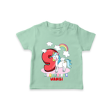 Celebrate The Ninth Month Birthday Customised T-Shirt - MINT GREEN - 0 - 5 Months Old (Chest 17")