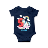Celebrate The Ninth Month Birthday Customised Romper - NAVY BLUE - 0 - 3 Months Old (Chest 16")