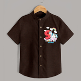 Custom Baby Shirt for 9 Month Milestone | Soft Cotton Shirt | Personalized Name Print - CHOCOLATE BROWN - 0 - 6 Months Old (Chest 23")
