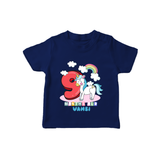 Custom Baby T-Shirt for 9 Month Milestone | Soft Cotton T-Shirt | Personalized Name Print - NAVY BLUE - 0-5 Months Old (Chest 17")