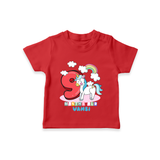 Custom Baby T-Shirt for 9 Month Milestone | Soft Cotton T-Shirt | Personalized Name Print - RED - 0-5 Months Old (Chest 17")