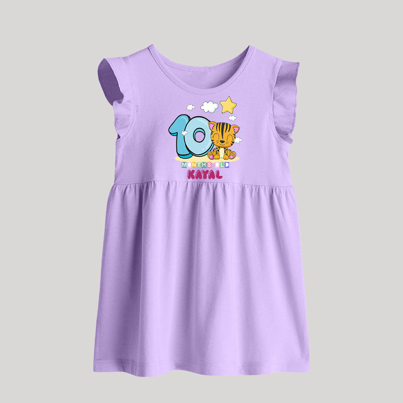 Custom Baby Baby Frock for 10 Month Milestone | Soft Cotton Baby Frock | Personalized Name Print - LILAC - 0 - 3 Months Old (Chest 17")