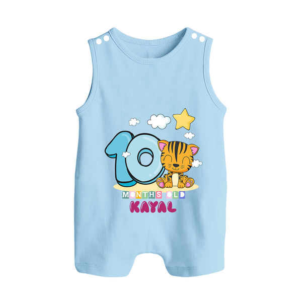 Custom Baby Romper Suit/ Sleeveless Romper for 10 Month Milestone | Soft Cotton Romper Suit/ Sleeveless Romper | Personalized Name Print - BABY BLUE - 0 - 5 Months Old (Chest 18")