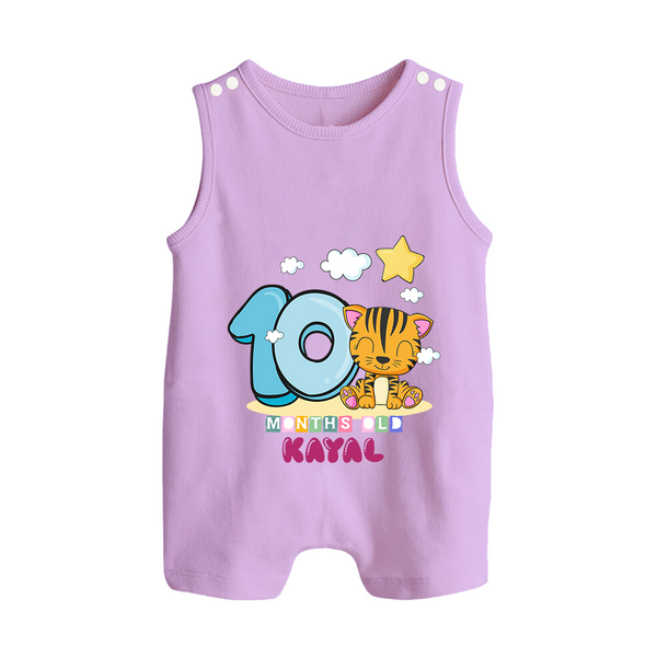 Custom Baby Romper Suit/ Sleeveless Romper for 10 Month Milestone | Soft Cotton Romper Suit/ Sleeveless Romper | Personalized Name Print - LILAC - 0 - 5 Months Old (Chest 18")