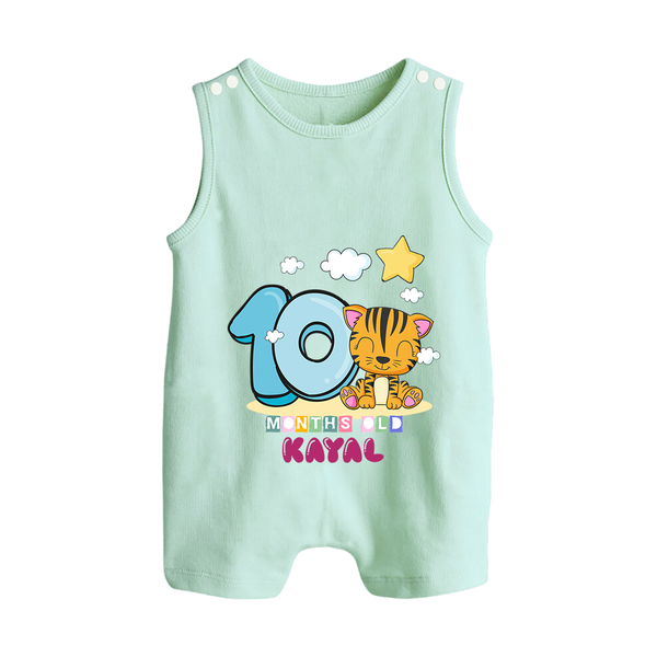 Custom Baby Romper Suit/ Sleeveless Romper for 10 Month Milestone | Soft Cotton Romper Suit/ Sleeveless Romper | Personalized Name Print - MINT GREEN - 0 - 5 Months Old (Chest 18")