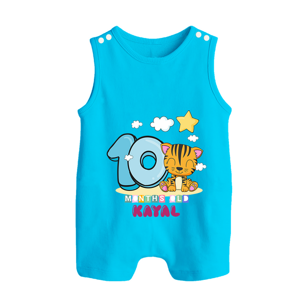 Custom Baby Romper Suit/ Sleeveless Romper for 10 Month Milestone | Soft Cotton Romper Suit/ Sleeveless Romper | Personalized Name Print - SKY BLUE - 0 - 5 Months Old (Chest 18")