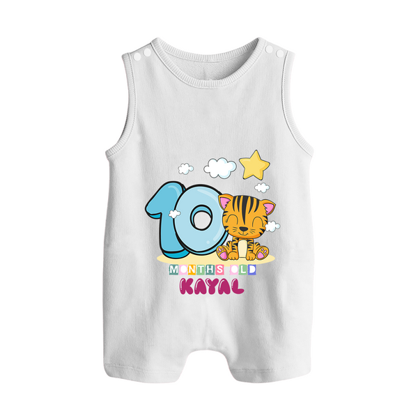 Custom Baby Romper Suit/ Sleeveless Romper for 10 Month Milestone | Soft Cotton Romper Suit/ Sleeveless Romper | Personalized Name Print - WHITE - 0 - 5 Months Old (Chest 18")