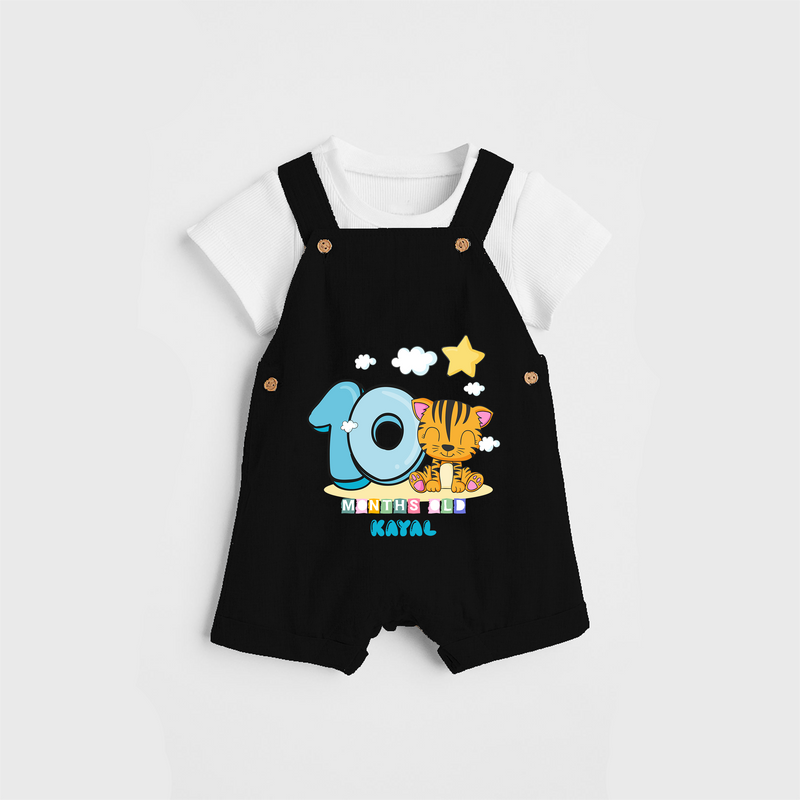 Celebrate The Tenth Month Birthday Customised Dungaree set - BLACK - 0 - 5 Months Old (Chest 17")