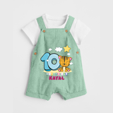 Custom Baby Dungaree Set for 10 Month Milestone | Soft Cotton Dungaree Set | Personalized Name Print - MINT GREEN - 0 - 5 Months Old (Chest 18")