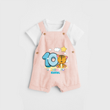 Celebrate The Tenth Month Birthday Customised Dungaree set - PEACH - 0 - 5 Months Old (Chest 17")