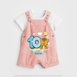 Make Your BabyÕs 10th Month Extra Special With Our Customized Baby Dungaree Set - PEACH - 0 - 5 Months Old (Chest 18")