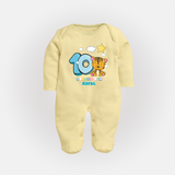 Make Your BabyÕs 10th Month Extra Special With Our Customized Baby Sleep Suit - PASTEL YELLOW - New Born (Chest 7.5")