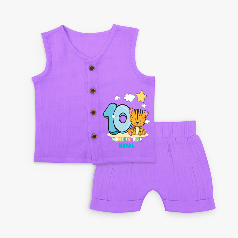 Celebrate The Tenth Month Birthday Customised Jabla set - PURPLE - 0 - 3 Months Old (Chest 9.8")