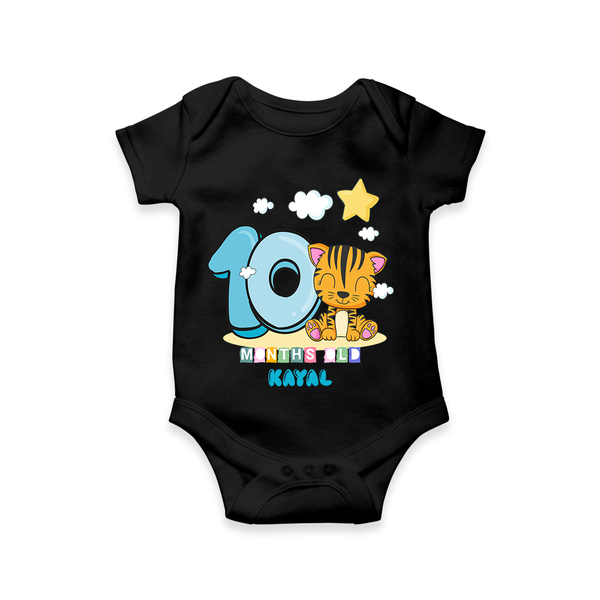 Celebrate The Tenth Month Birthday Customised  Romper - BLACK - 0 - 3 Months Old (Chest 16")
