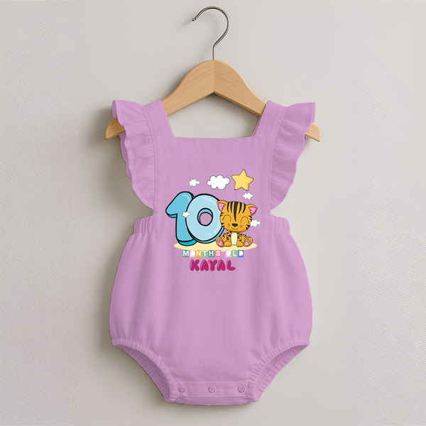 Custom Baby Romper Frock for 10 Month Milestone | Soft Cotton Romper Frock | Personalized Name Print - BABY PINK - 0 - 3 Months Old (Chest 19")