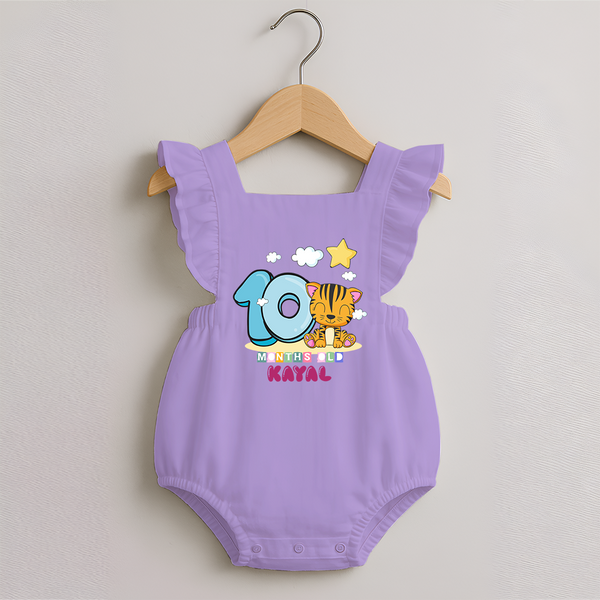 Custom Baby Romper Frock for 10 Month Milestone | Soft Cotton Romper Frock | Personalized Name Print - LILAC - 0 - 3 Months Old (Chest 19")