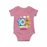 Custom Baby Romper/Onesie for 10 Month Milestone | Soft Cotton Bodysuit | Personalized Name Print - ONION - New Born (Chest 14")