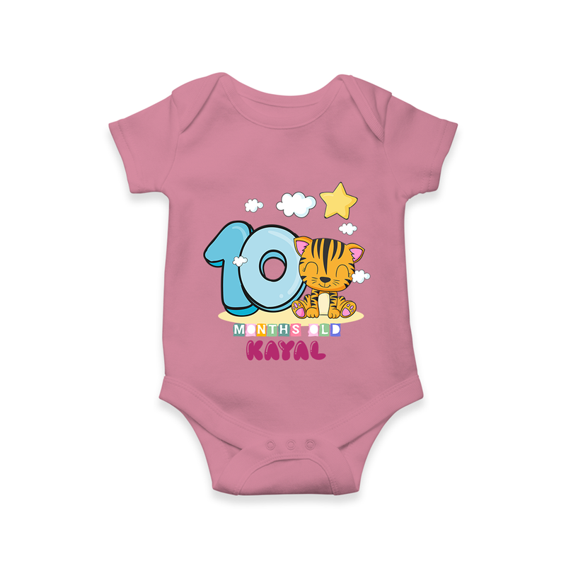 Custom Baby Romper/Onesie for 10 Month Milestone | Soft Cotton Bodysuit | Personalized Name Print - ONION - New Born (Chest 14")