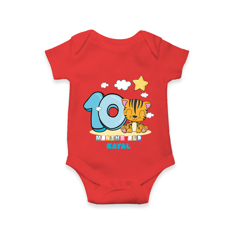 Make Your BabyÕs 10th Month Extra Special With Our Customized Baby Romper - RED - 0 - 3 Months Old (Chest 16")