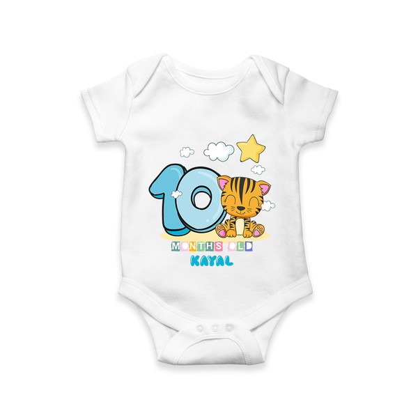 Make Your BabyÕs 10th Month Extra Special With Our Customized Baby Romper - WHITE - 0 - 3 Months Old (Chest 16")