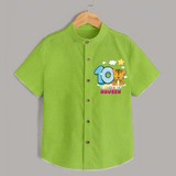 Custom Baby Shirt for 10 Month Milestone | Soft Cotton Shirt | Personalized Name Print - LIME GREEN - 0 - 6 Months Old (Chest 23")