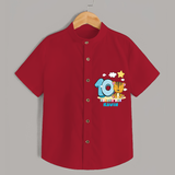 Celebrate The Tenth Month Birthday Customised Shirt - RED - 0 - 6 Months Old (Chest 21")
