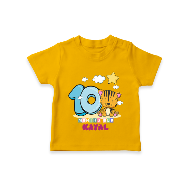 Custom Baby T-Shirt for 10 Month Milestone | Soft Cotton T-Shirt | Personalized Name Print - CHROME YELLOW - 0-5 Months Old (Chest 17")