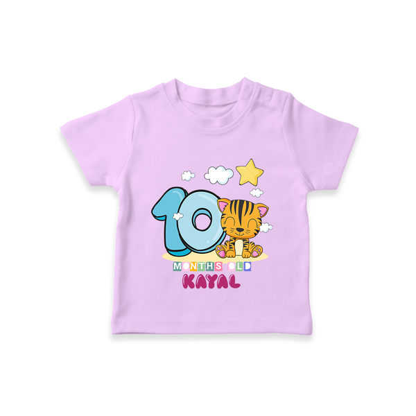 Custom Baby T-Shirt for 10 Month Milestone | Soft Cotton T-Shirt | Personalized Name Print - LILAC - 0-5 Months Old (Chest 17")