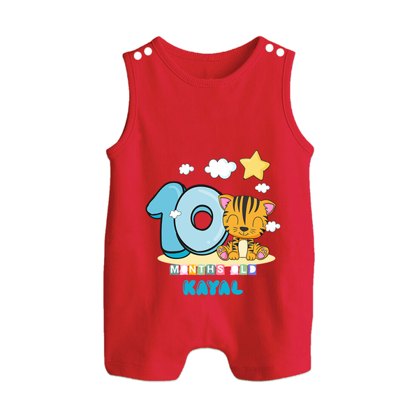 Custom Baby Romper Suit/ Sleeveless Romper for 10 Month Milestone | Soft Cotton Romper Suit/ Sleeveless Romper | Personalized Name Print - RED - 0 - 5 Months Old (Chest 18")