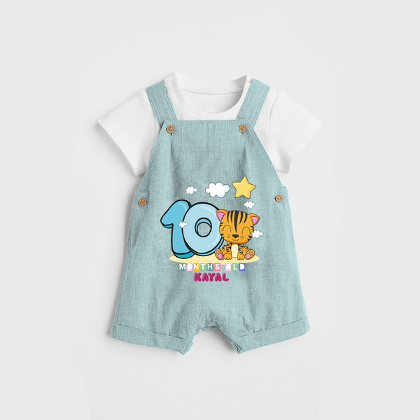 Celebrate The Tenth Month Birthday Customised Dungaree set - ARCTIC BLUE - 0 - 5 Months Old (Chest 17")