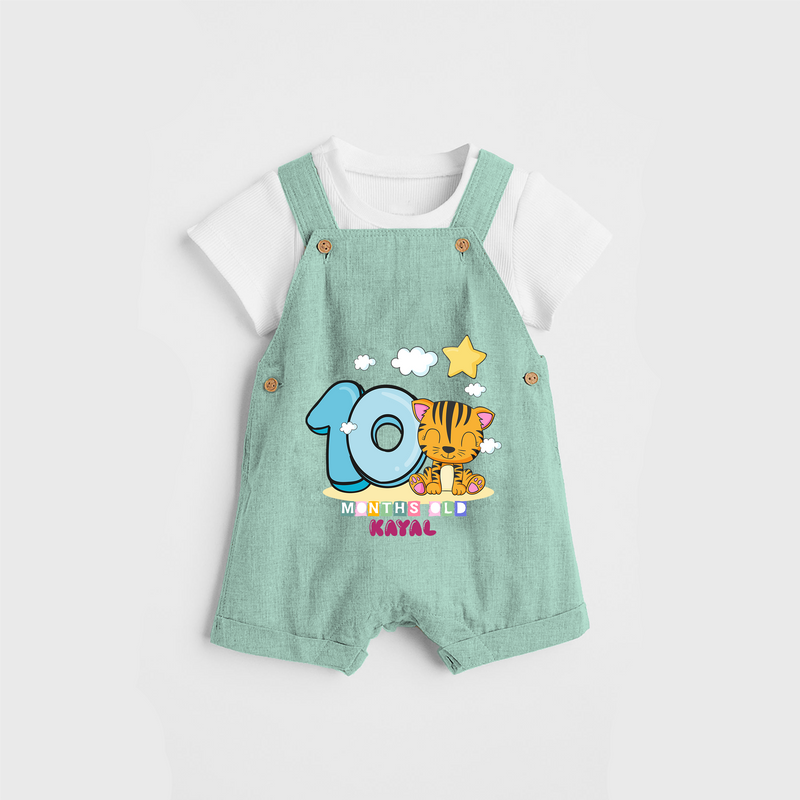 Celebrate The Tenth Month Birthday Customised Dungaree set - LIGHT GREEN - 0 - 5 Months Old (Chest 17")