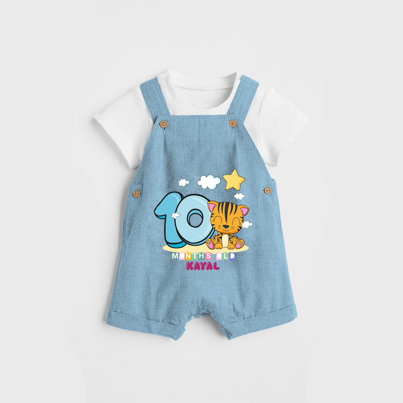 Celebrate The Tenth Month Birthday Customised Dungaree set - SKY BLUE - 0 - 5 Months Old (Chest 17")