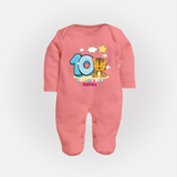 Make Your BabyÕs 10th Month Extra Special With Our Customized Baby Sleep Suit - PEACH - New Born (Chest 7.5")