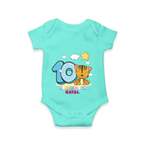 Celebrate The Tenth Month Birthday Customised Romper - ARCTIC BLUE - 0 - 3 Months Old (Chest 16")