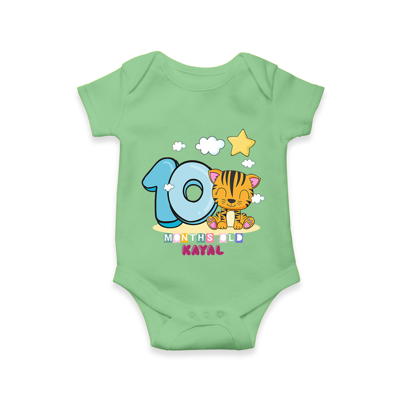 Make Your BabyÕs 10th Month Extra Special With Our Customized Baby Romper - GREEN - 0 - 3 Months Old (Chest 16")