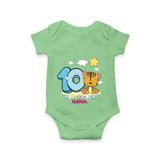 Celebrate The Tenth Month Birthday Customised Romper - GREEN - 0 - 3 Months Old (Chest 16")