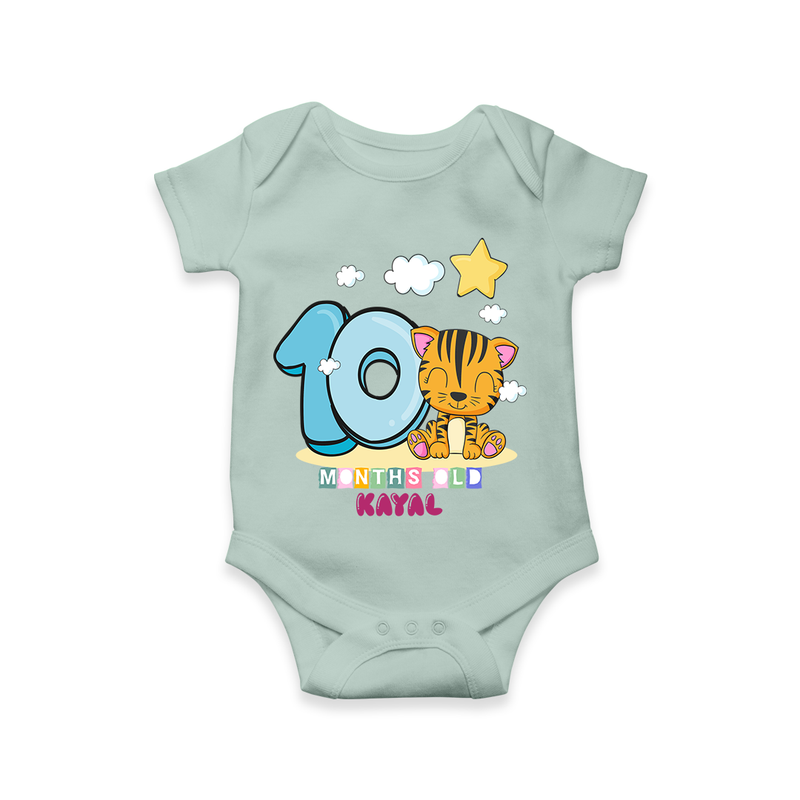Celebrate The Tenth Month Birthday Customised Romper - MINT GREEN - 0 - 3 Months Old (Chest 16")