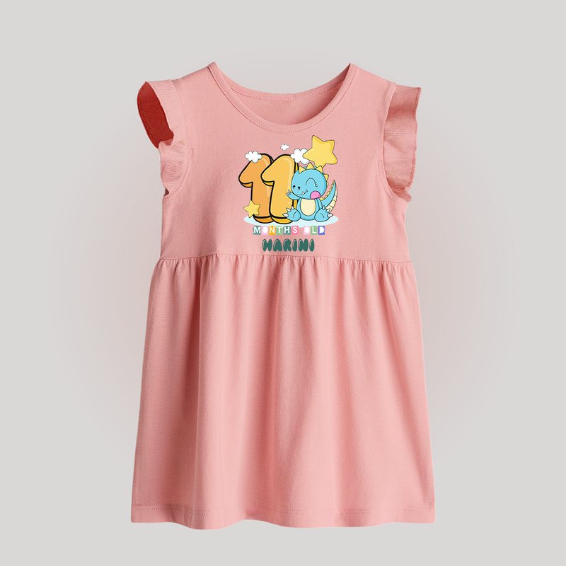 Custom Baby Baby Frock for 11 Month Milestone | Soft Cotton Baby Frock | Personalized Name Print - BABY PINK - 0 - 3 Months Old (Chest 17")
