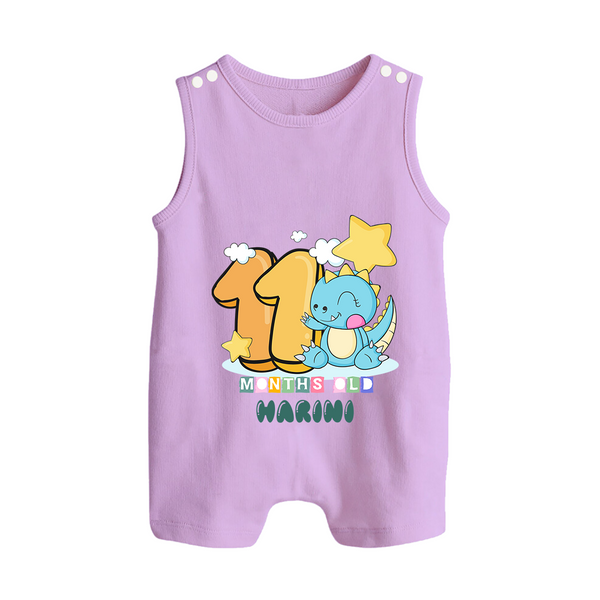Custom Baby Romper Suit/ Sleeveless Romper for 11 Month Milestone | Soft Cotton Romper Suit/ Sleeveless Romper | Personalized Name Print - LILAC - 0 - 5 Months Old (Chest 18")