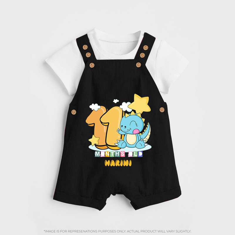 Make Your BabyÕs 11th Month Extra Special With Our Customized Baby Dungaree Set - BLACK - 0 - 5 Months Old (Chest 18")