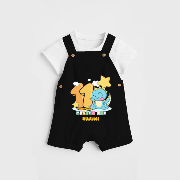 Celebrate The Eleventh Month Birthday Customised Dungaree set - BLACK - 0 - 5 Months Old (Chest 17")