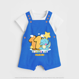 Make Your BabyÕs 11th Month Extra Special With Our Customized Baby Dungaree Set - COBALT BLUE - 0 - 5 Months Old (Chest 18")